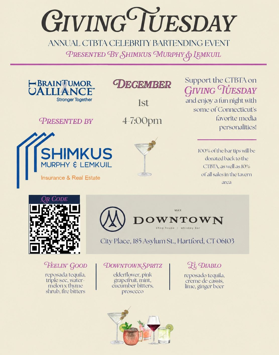 Giving Tuesday | Annual CTBTA Celebrity Bartending Event  